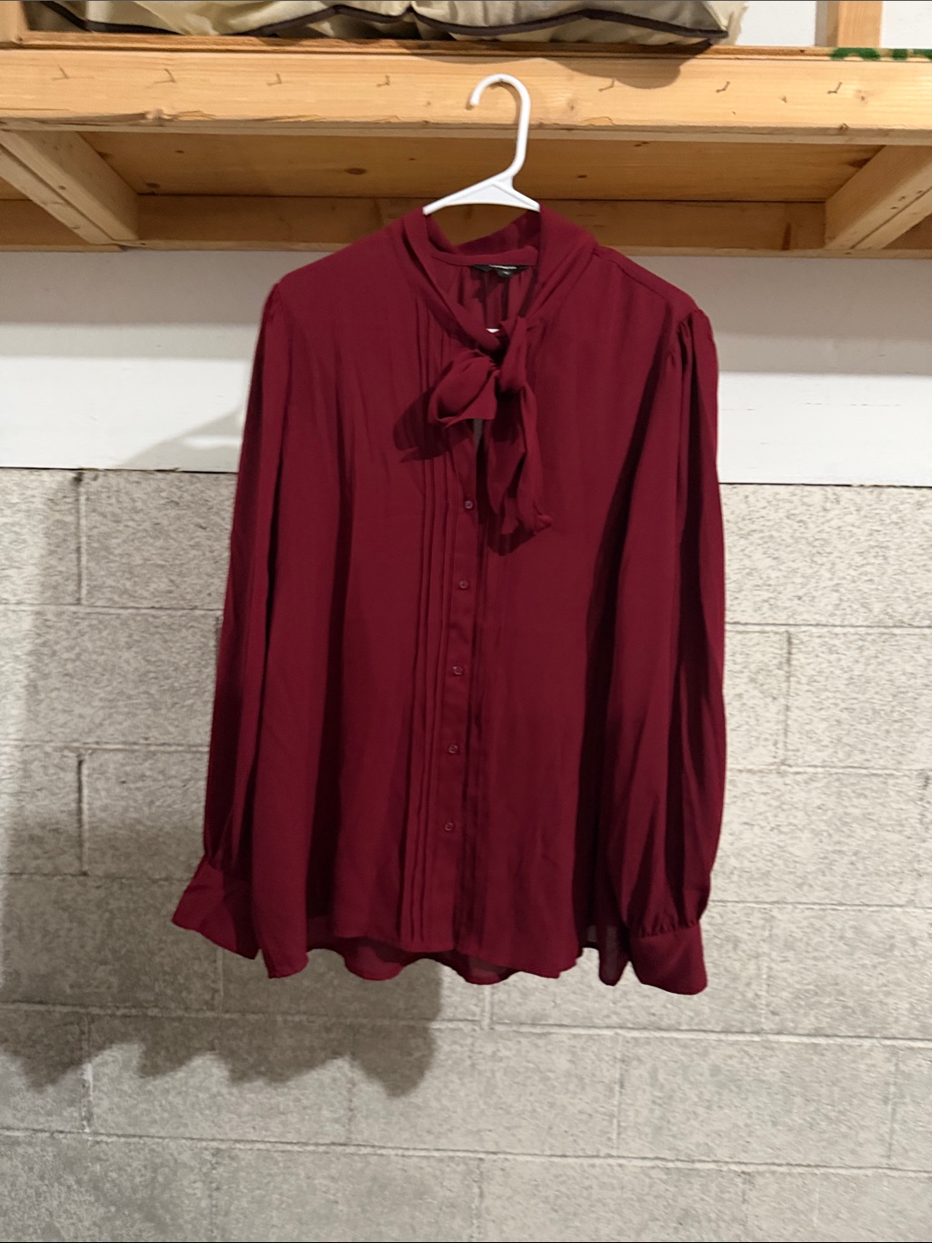 Express Burgundy Tie-Neck Blouse